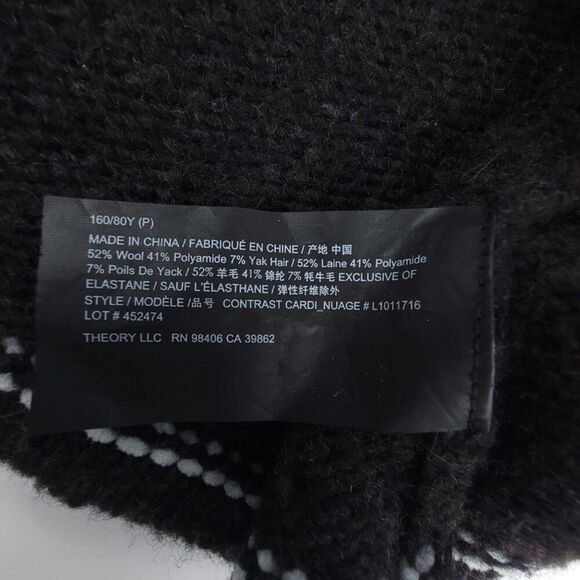 THEORY Wool Yak Knit Nuage Contrast Cardigan Button Down Sweater XS Old Money - Picture 7 of 7